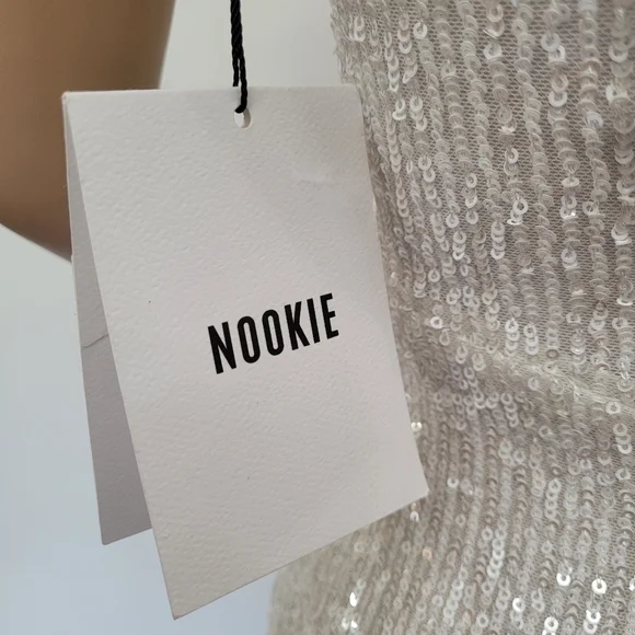 Nookie Supreme Mini White Sequin Spaghetti Strap Dress XS - Picture 9 of 14